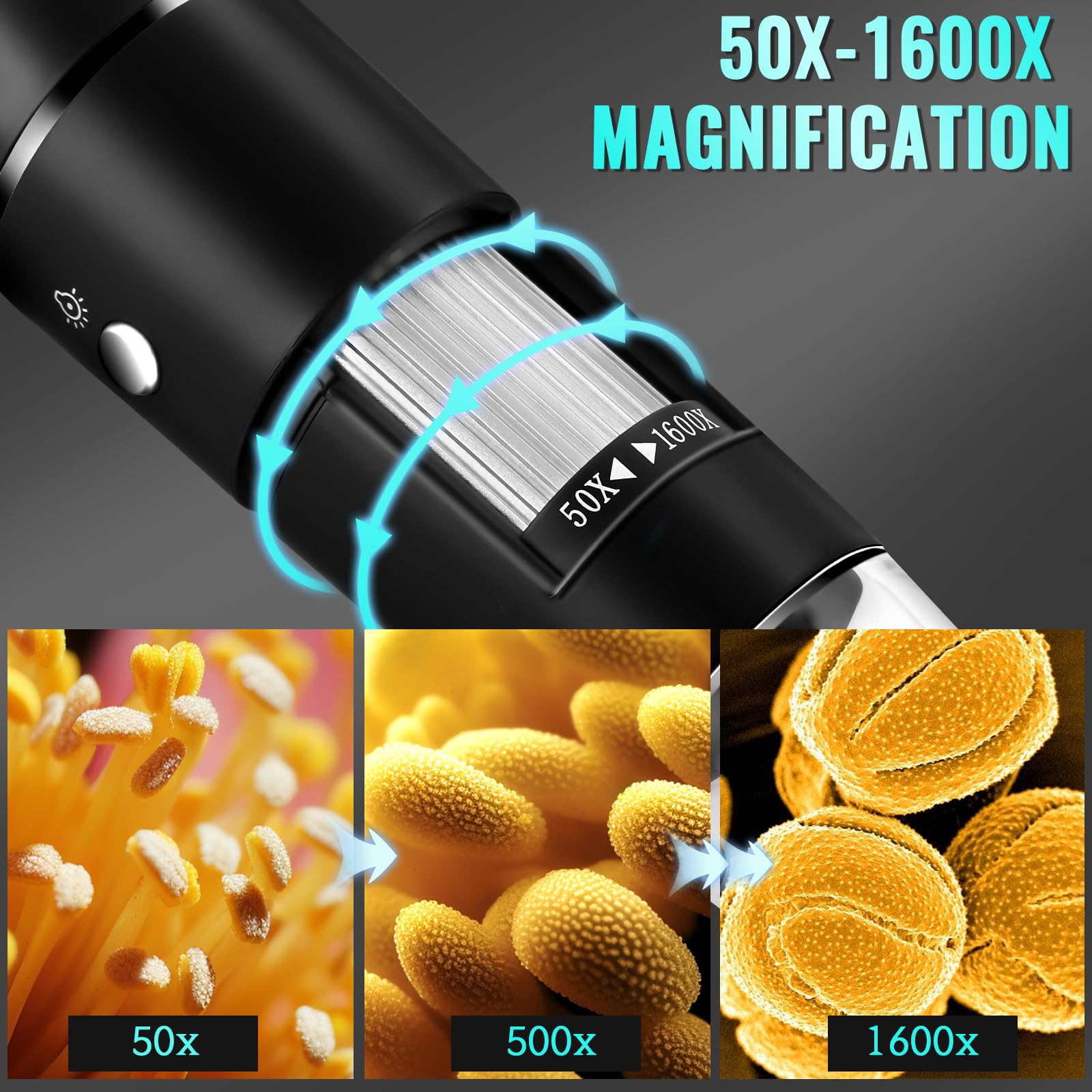 Usb Digital Microscope, 50X 1600X Magnification Handheld Digital Microscope With Adjustable Stand, Compatible With Android Phone